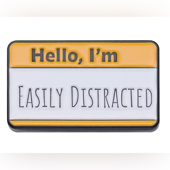 Jewelry - Yellow and White 'Easily Distracted' Pin NWOT